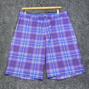 Nike Tour Performance Golf Shorts Mens 36 Dri Fit Purple Plaid Pockets